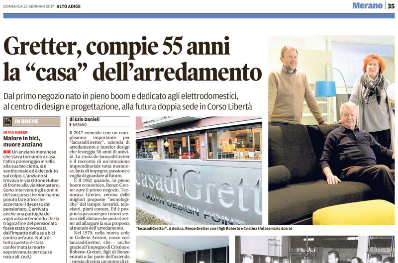 Rassegna Stampa > Gretter, Compie 55 Anni La “casa” Dell’arredamento